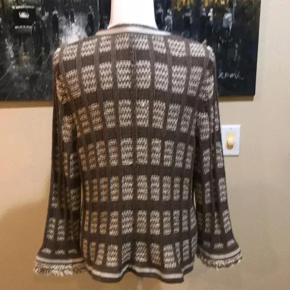 Chico’s Cotton Blend Open Front Cardigan w/Faux Pockets Bell Sleeves-Size 3 - Picture 5 of 11